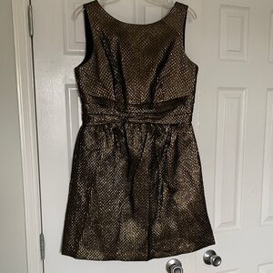 Chic Metallic Gold and Black Mini Dress